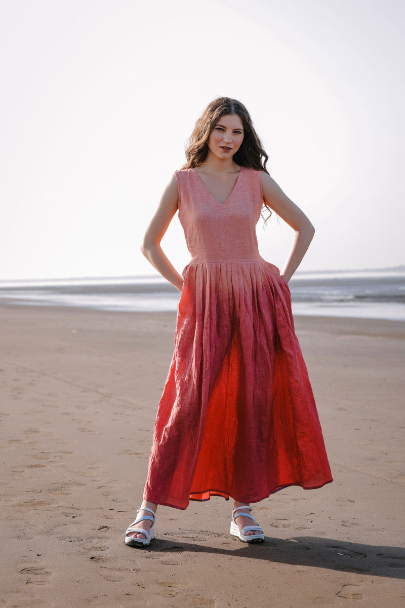 Peach Color Tone Linen Dress - Summer dress | Linenstoff