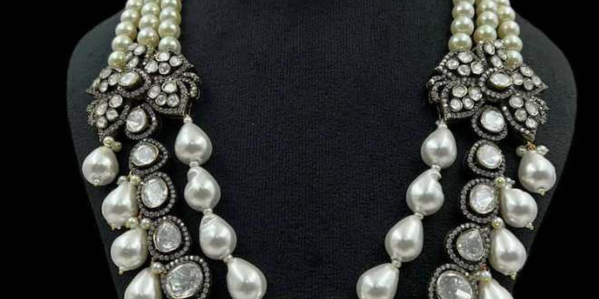 Kundan Polki Long Necklace Victorian Kundan Jewelry